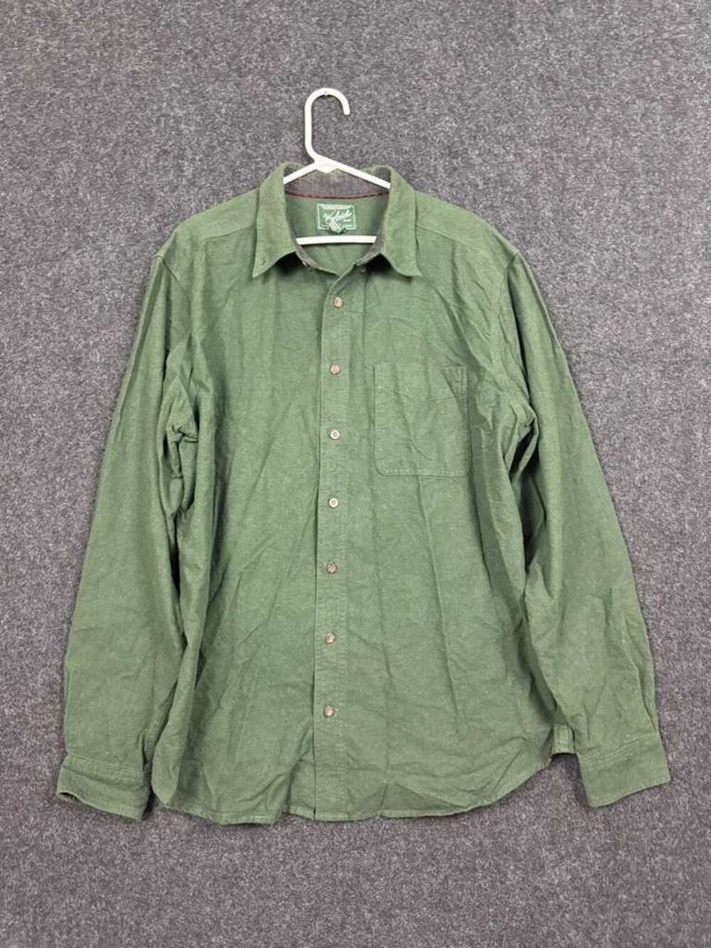 Woolrich Men's XL Tall Green Chamois Button Down Shirt Long Sleeve Outdoor